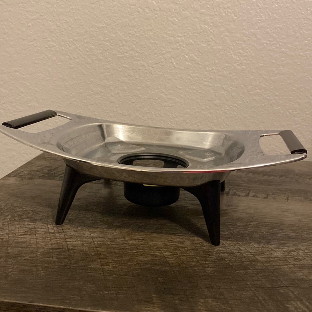 Vtg Mid century Casserole Dish Holder Chrome Base /warmer for corning ware
